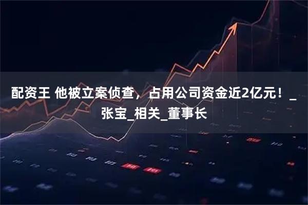 配资王 他被立案侦查，占用公司资金近2亿元！_张宝_相关_董事长